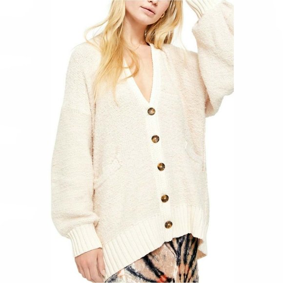 Free People Sweaters - NWT Free People Sz L Snow Drop Cardigan IVORY